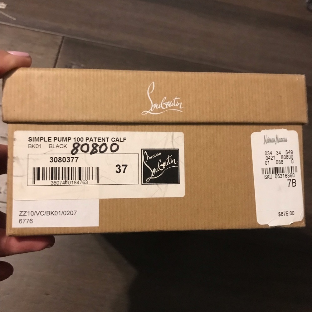 Christian louboutin black patten heel